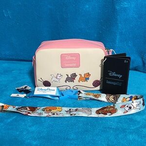 NWT - Loungefly Disney Aristocats Cosmentic Bag and Disney Cat/dog lanyard